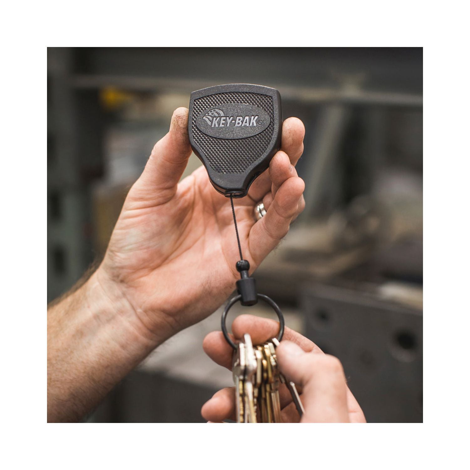 KEY-BAK - SUPER48 Retractable Keychain with Leather Loop