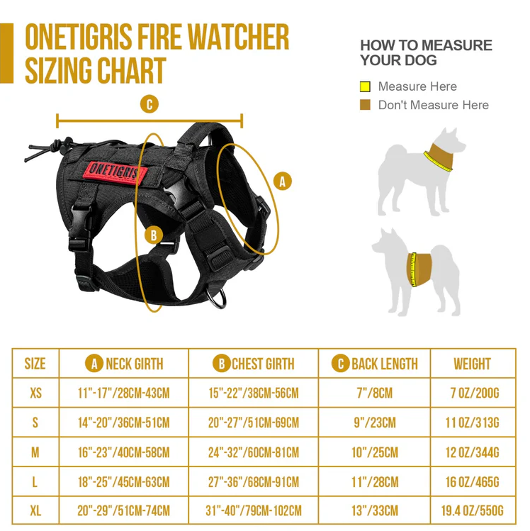 ONTIGRIS - FIRE WATCHER Dog Harness 2.0 with Metal Buckles