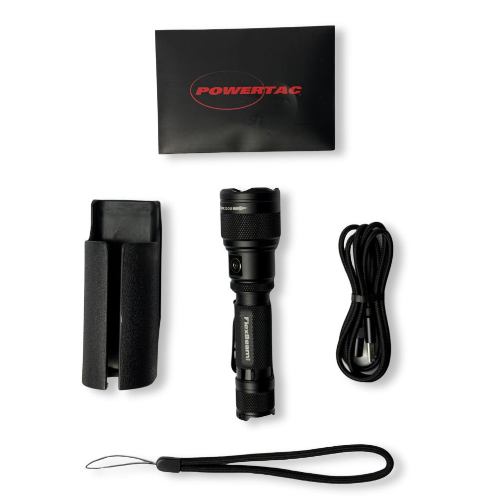 Powertac - FlexBeam GEN2 | 2000 Lumens Adjustable Beam Flashlight