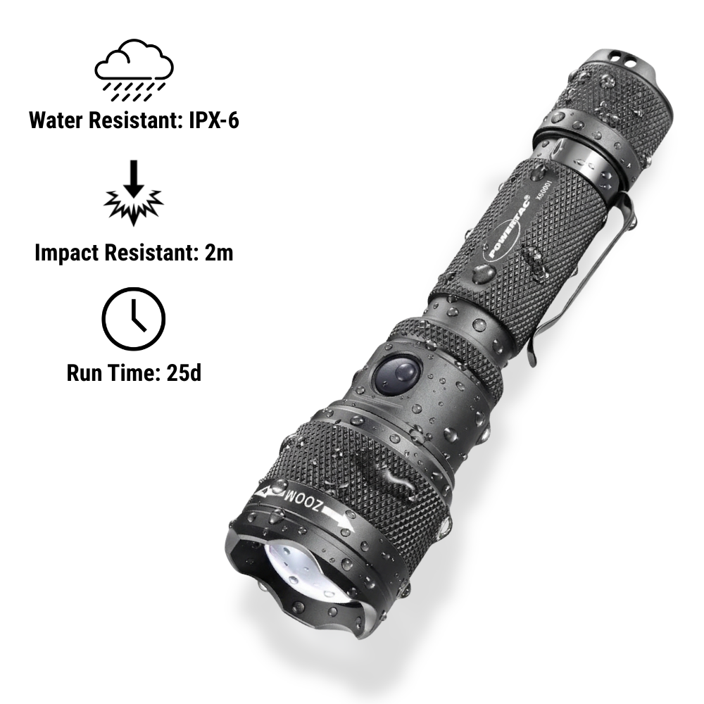 Powertac - FlexBeam GEN2 | 2000 Lumens Adjustable Beam Flashlight